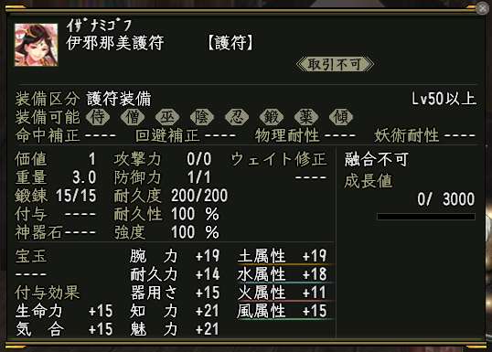 作成したばかりの護符
