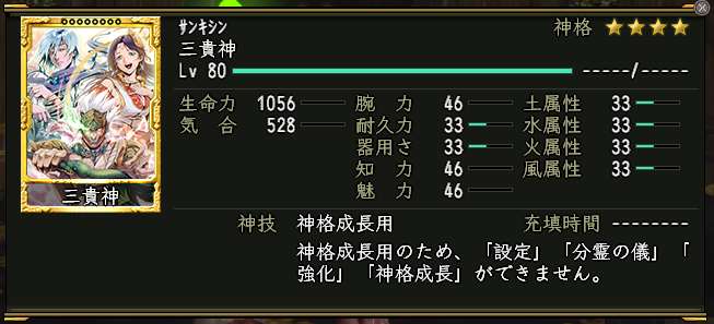 三貴神の能力画面